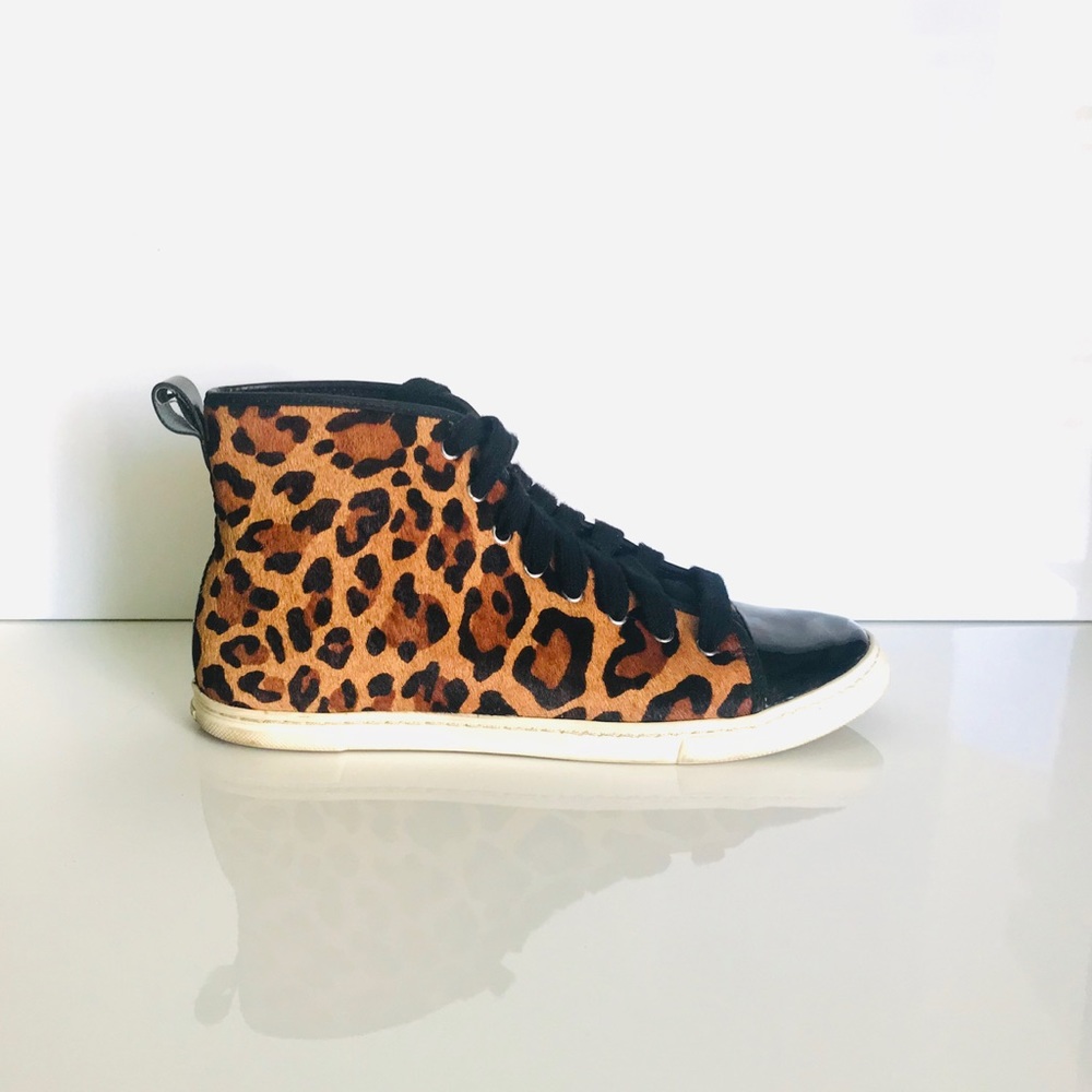 Calf Hair Patent Leather Animal Print Sneaker